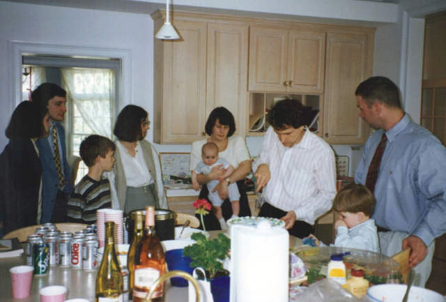 1997-05 Elizabeth, Bruce, Rob, Jan, Matty, Mary, Steve, Celia, John, Twins' Christening Party, Little Fox, Norwalk, CT G19P-22