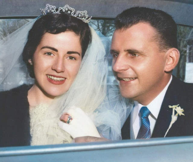 1956-11 Ed & Pat at Wedding COLORIZED V3