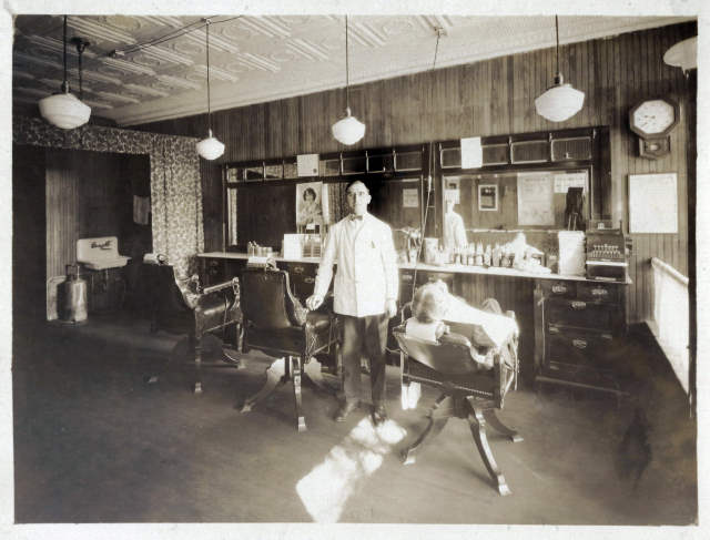 1929 Adam Delyanas at Barber Shop, Stamford, CT