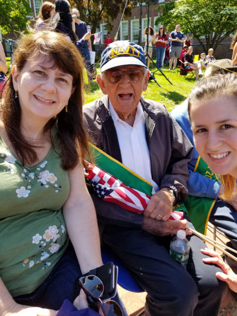 2019-05-27 Mary, Ed as Grand Marshal in Memorial Day Parade, Bridget
